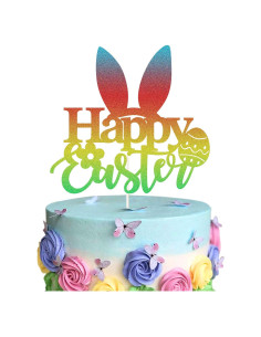Topper de Pastel de Pascua HHYMX con Orejas de Conejo