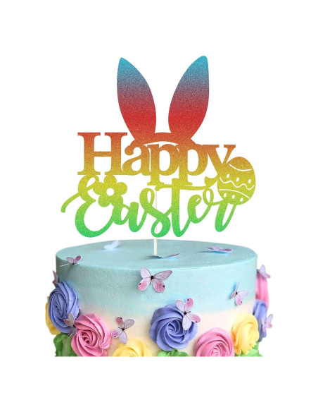 Topper de Pastel de Pascua HHYMX con Orejas de Conejo