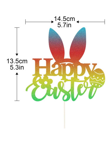 Topper de Pastel de Pascua HHYMX con Orejas de Conejo