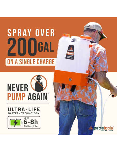 Pulverizador de Mochila Eléctrico Petra HD4000 4 Galones 6 Horas