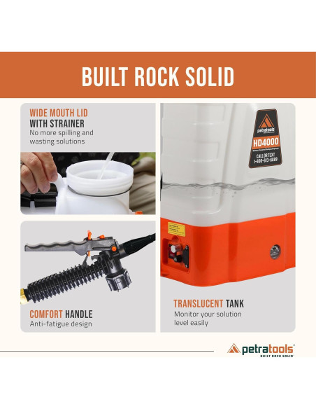 Pulverizador de Mochila Eléctrico Petra HD4000 4 Galones 6 Horas