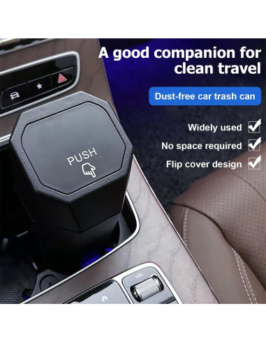 Basurero de Coche Zpana Cilíndrico 1.5L Negro a Prueba de Fugas