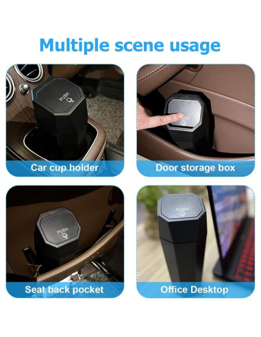 Basurero de Coche Zpana Cilíndrico 1.5L Negro a Prueba de Fugas