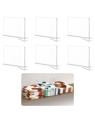 Divisores de Estante Acrílico Kelyva 30x20.3 cm - Paquete de 6