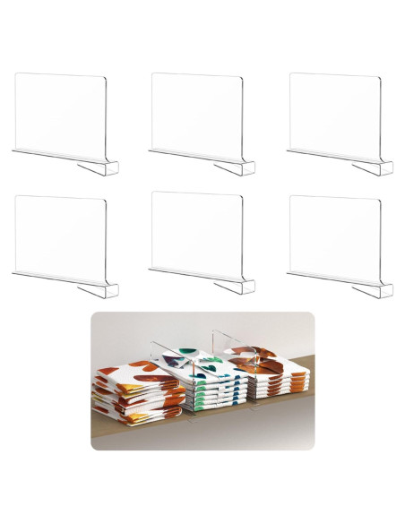 Divisores de Estante Acrílico Kelyva 30x20.3 cm - Paquete de 6