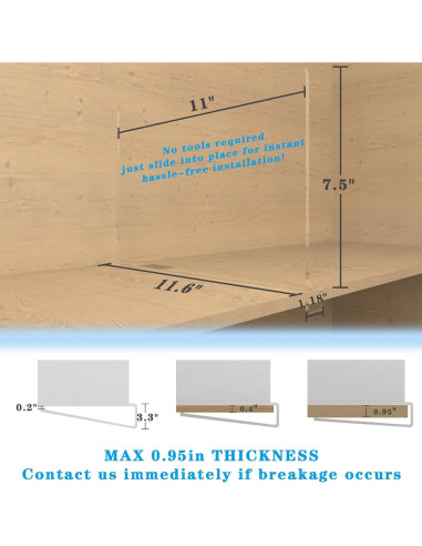 Divisores de Estante Acrílico Kelyva 30x20.3 cm - Paquete de 6