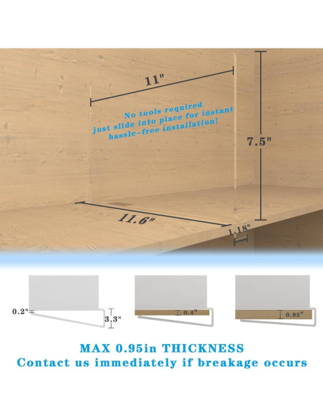 Divisores de Estante Acrílico Kelyva 30x20.3 cm - Paquete de 6