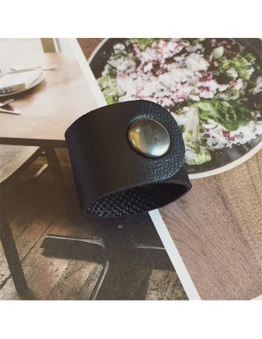 6 Hebillas de Pañuelo de Cuero PU Negro esowemsn