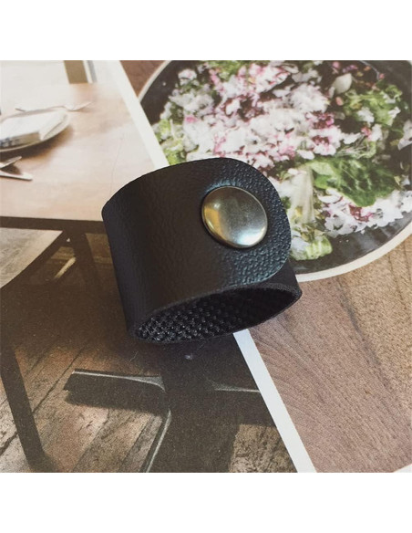 6 Hebillas de Pañuelo de Cuero PU Negro esowemsn