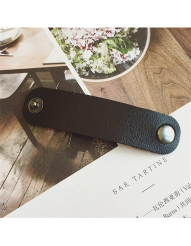 6 Hebillas de Pañuelo de Cuero PU Negro esowemsn