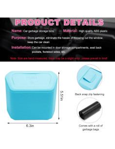 Basurero de coche con tapa Yourkar azul 17.8L portátil 2