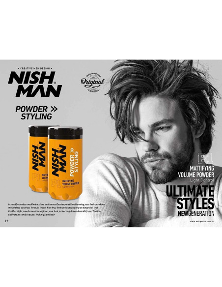 Polvo Estilizador de Cabello Nishman P1 - 2x20g - Volumen Mate