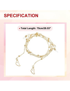 Cadena para Gafas uxcell 75cm Metal Oro Diseño Elegante 2