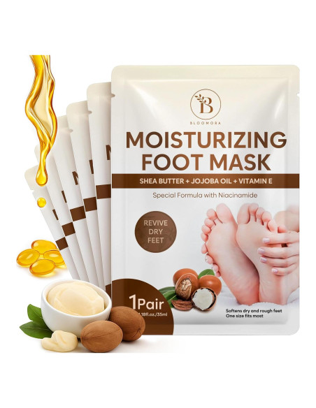 Mascarilla Hidratante para Pies Bloomora - 6 Pares con Karité