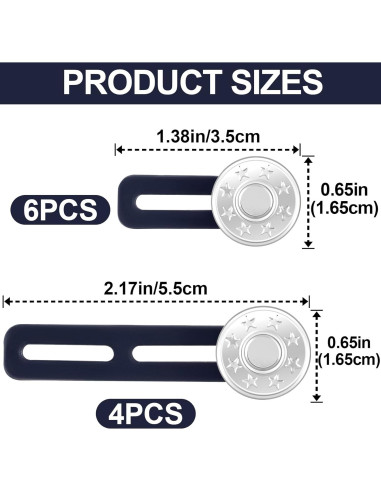 10 Extensores de Botón para Jeans Isslly - Ajustador Cintura
