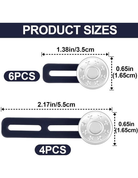 10 Extensores de Botón para Jeans Isslly - Ajustador Cintura