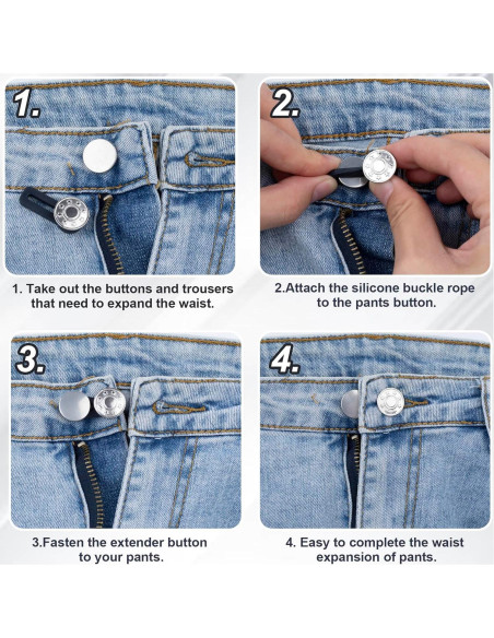 10 Extensores de Botón para Jeans Isslly - Ajustador Cintura