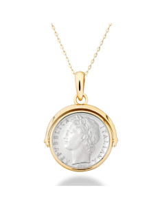 Colgante Reversible de Moneda 100 Lira Miabella Plata 925 Oro 18K 2