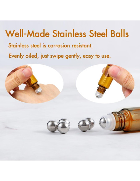 Botellas de Rodillo de 3ml ZEJIA - Paquete de 12 Vidrio Ámbar