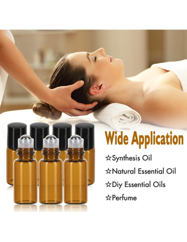 Botellas de Rodillo de 3ml ZEJIA - Paquete de 12 Vidrio Ámbar