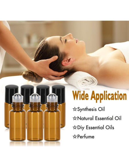 Botellas de Rodillo de 3ml ZEJIA - Paquete de 12 Vidrio Ámbar