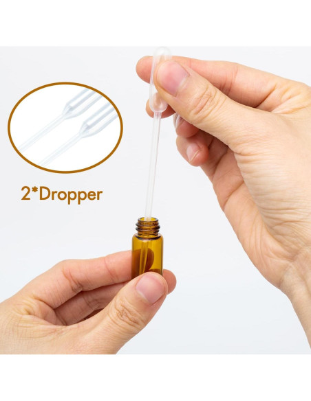 Botellas de Rodillo de 3ml ZEJIA - Paquete de 12 Vidrio Ámbar