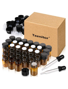 Botellas de Vidrio Ámbar Teenitor 36 Pcs 2 ml con Gotero