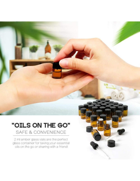 Botellas de Vidrio Ámbar Teenitor 36 Pcs 2 ml con Gotero