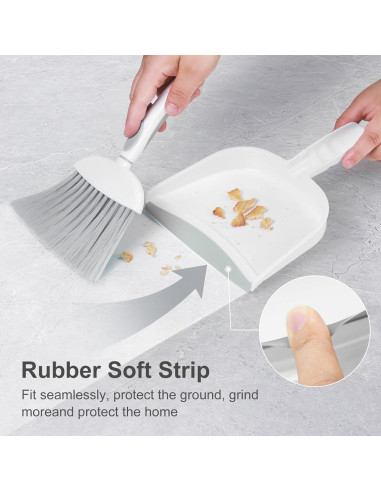 NACENA Juego de Escoba y Recogedor Mini, Gris y Blanco, 26.5x16.5cm