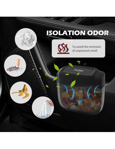 Mini Basurero de Coche Figpade con Tapa y 60 Bolsas - Negro