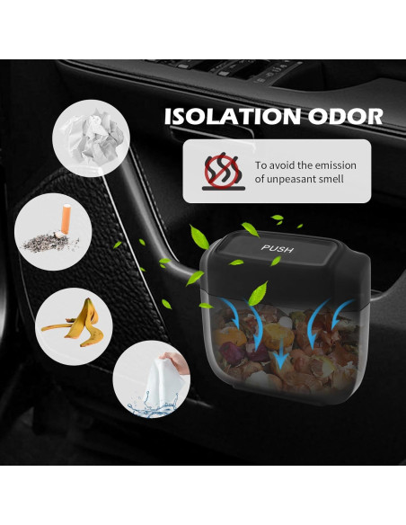 Mini Basurero de Coche Figpade con Tapa y 60 Bolsas - Negro