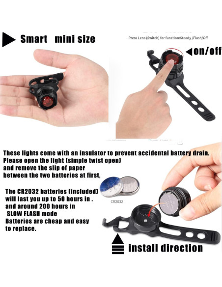 Luz Trasera de Bicicleta LED Constefire RZJ-2BL-BR 2 Piezas