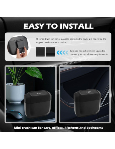 Mini Basurero de Coche Figpade con Tapa y 60 Bolsas - Negro