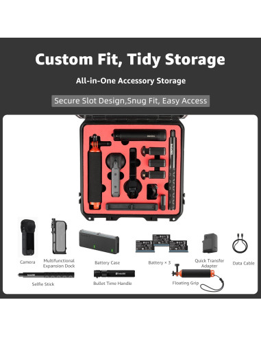 Estuche Duro Impermeable Drogear para Insta360 X5/X4 - Almacena 6 Baterías