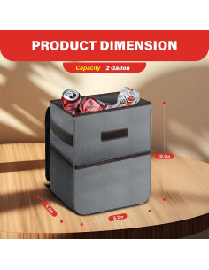 Basurero de Coche Simple Deluxe Plegable 7.57L Gris 2