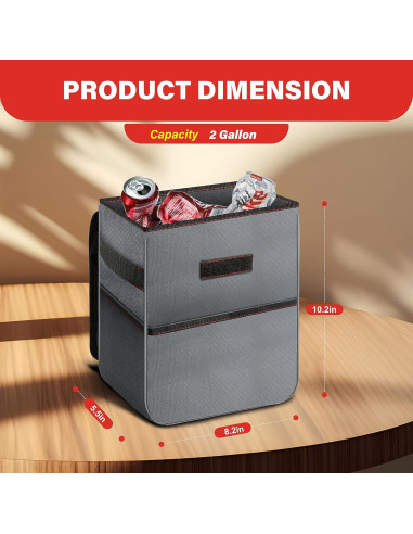 Basurero de Coche Simple Deluxe Plegable 7.57L Gris