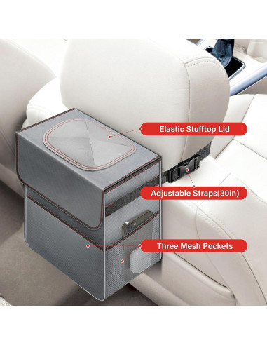 Basurero de Coche Simple Deluxe Plegable 7.57L Gris