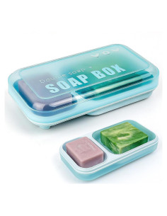 Plato de Jabón Doble AIDIMMING Azul Claro 20.1x10.9 cm