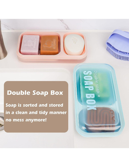 Plato de Jabón Doble AIDIMMING Azul Claro 20.1x10.9 cm