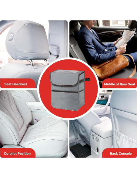 Basurero de Coche Simple Deluxe Plegable 7.57L Gris