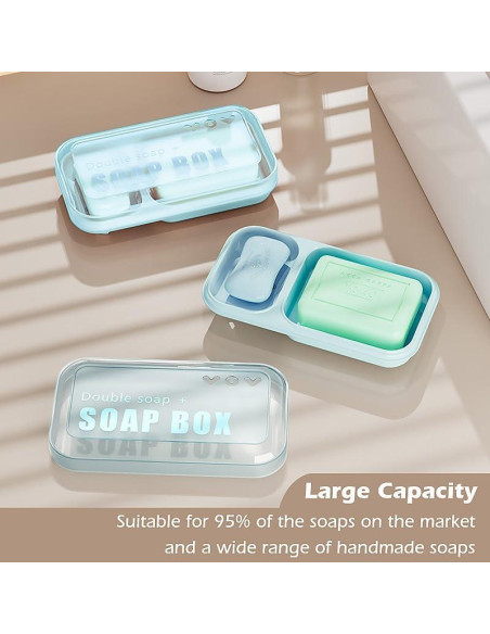 Plato de Jabón Doble AIDIMMING Azul Claro 20.1x10.9 cm