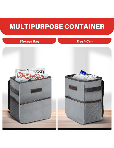 Basurero de Coche Simple Deluxe Plegable 7.57L Gris