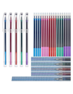 Bolígrafo de Tela Borrable Dinggaogao 5 Colores 20 Recargas