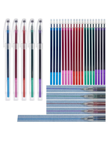 Bolígrafo de Tela Borrable Dinggaogao 5 Colores 20 Recargas