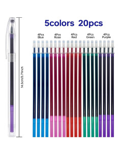 Bolígrafo de Tela Borrable Dinggaogao 5 Colores 20 Recargas 2