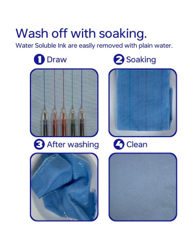 Bolígrafo de Tela Borrable Dinggaogao 5 Colores 20 Recargas