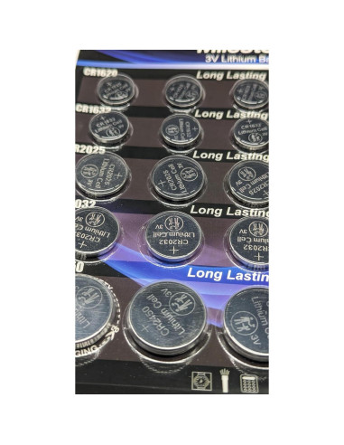 25 Pzs Baterías de Botón Litio 3V Milestock CR1620 CR1632 CR2025 CR2032 CR2450