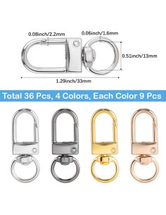 Gancho Giratorio de Llavero CRASPIRE 36Pcs 4 Colores 33mm 2