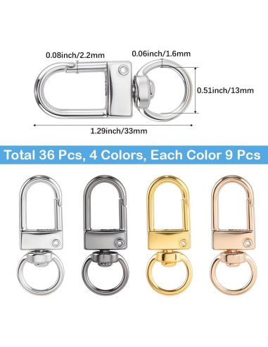 Gancho Giratorio de Llavero CRASPIRE 36Pcs 4 Colores 33mm