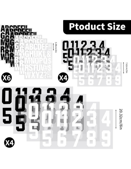 358 Piezas Letras y Números Termoadhesivos WAYASDCU